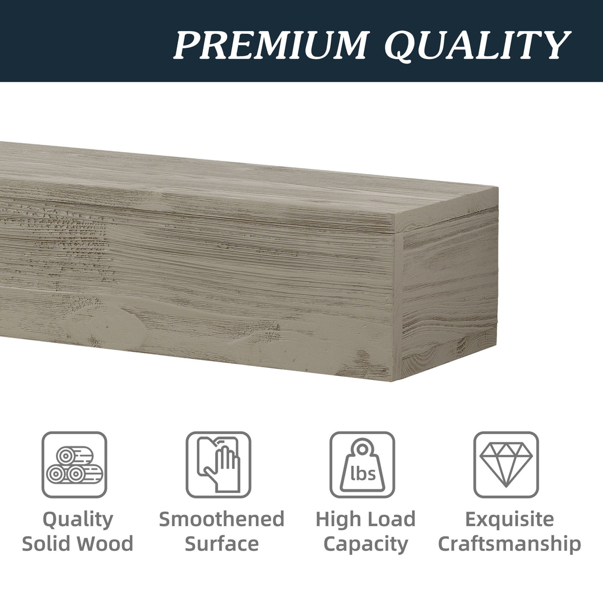 Rustic Wood Fireplace Mantel, Wall-Mounted & Floating Shelf For Home Decor Unique Piece Furniture