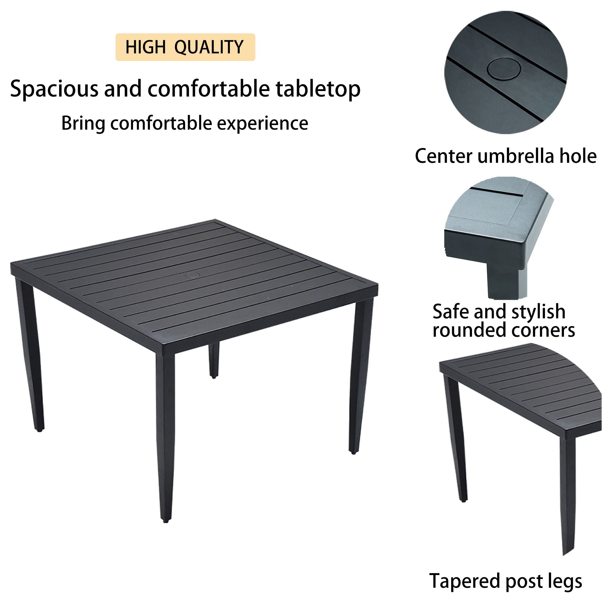 Outdoor Modern Dining Set, Chairs Sunbrella Cushioned And Dining Table With Umbrella Hole Unique Piece Furniture