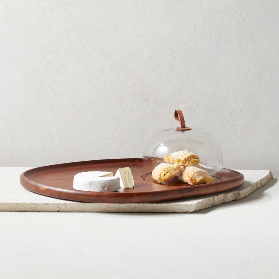 Talo Acacia Cheese Cloche, Walnut Tea + Linen