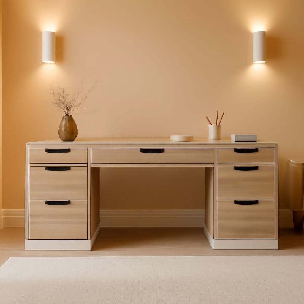 54 Inch Computer Desk With Storage Drawers White Walnut ShipItFurniture