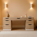 54 Inch Computer Desk With Storage Drawers White Walnut ShipItFurniture
