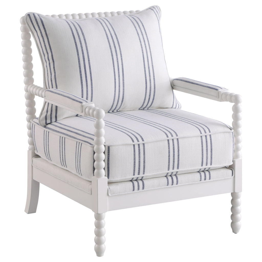 Blanchett Upholstered Bobbin Accent Chair White Unique Piece Furniture