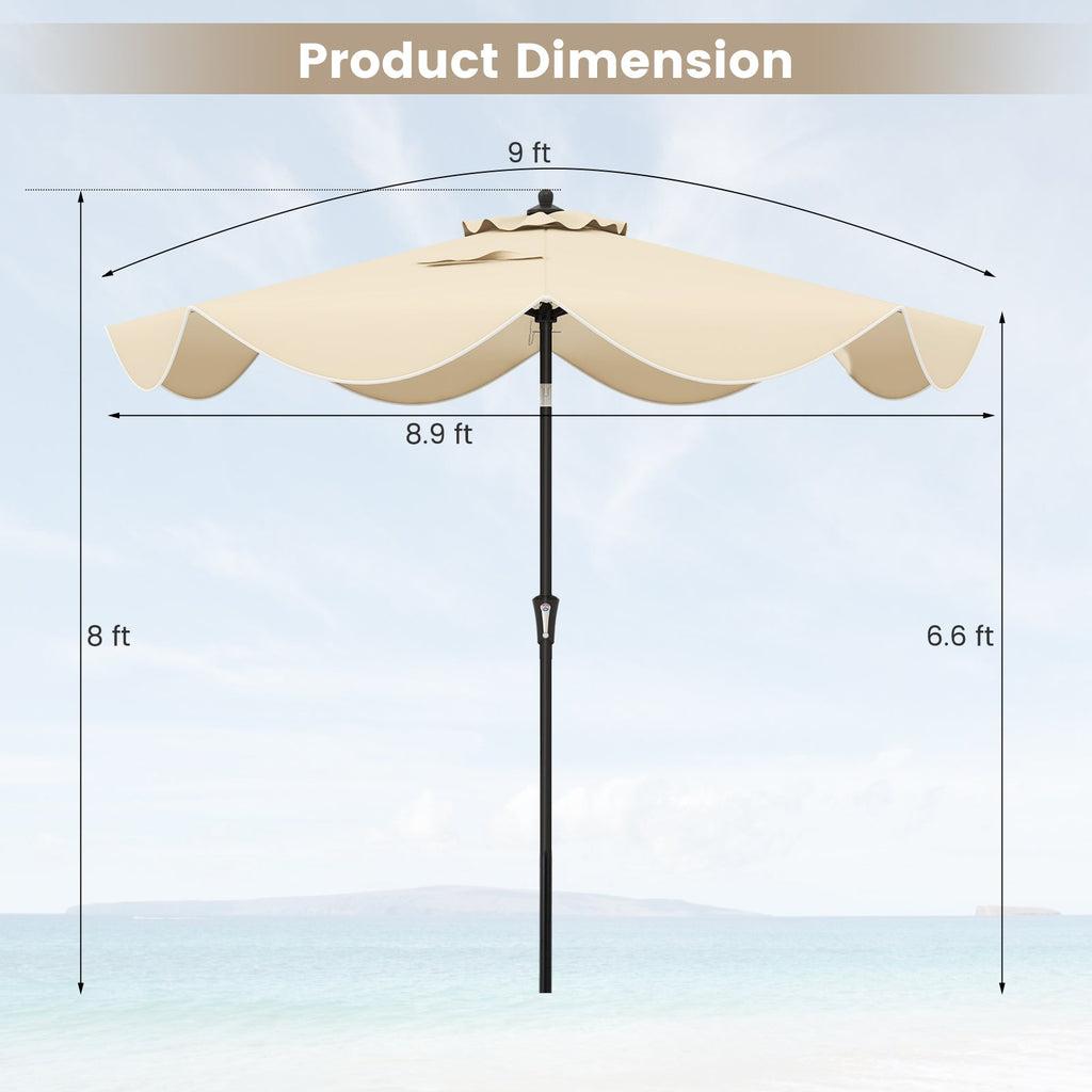 9 FT Patio Umbrella with Crank Handle and Push Button Tilt DirectDeals