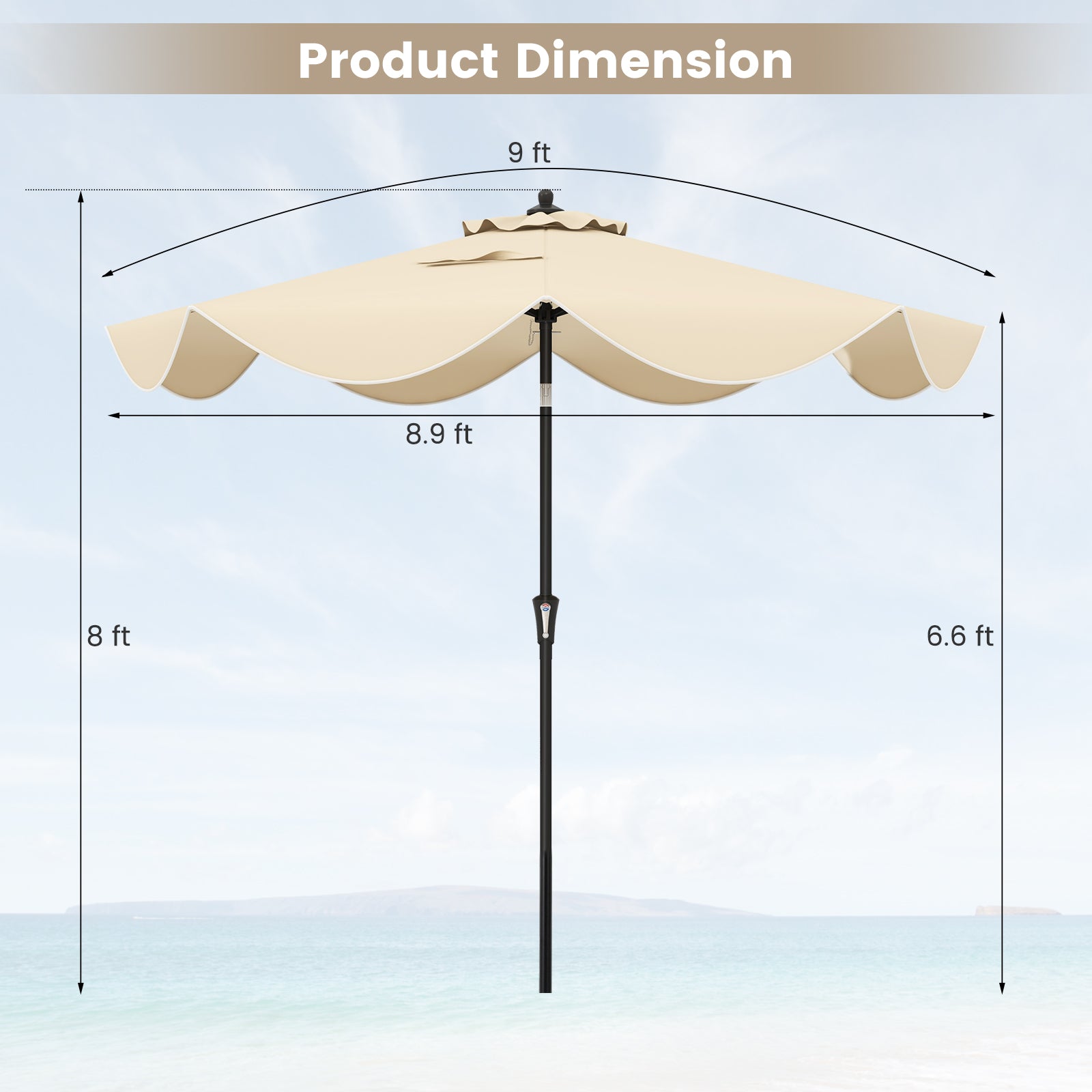 9 FT Patio Umbrella with Crank Handle and Push Button Tilt DirectDeals