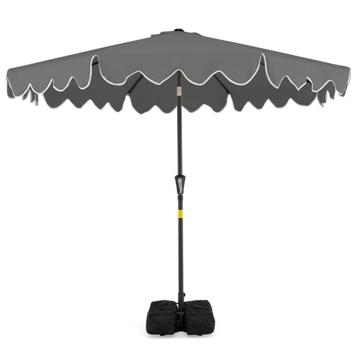 9 Feet Patio Umbrella with Weighted Base and Sandbags DirectDeals