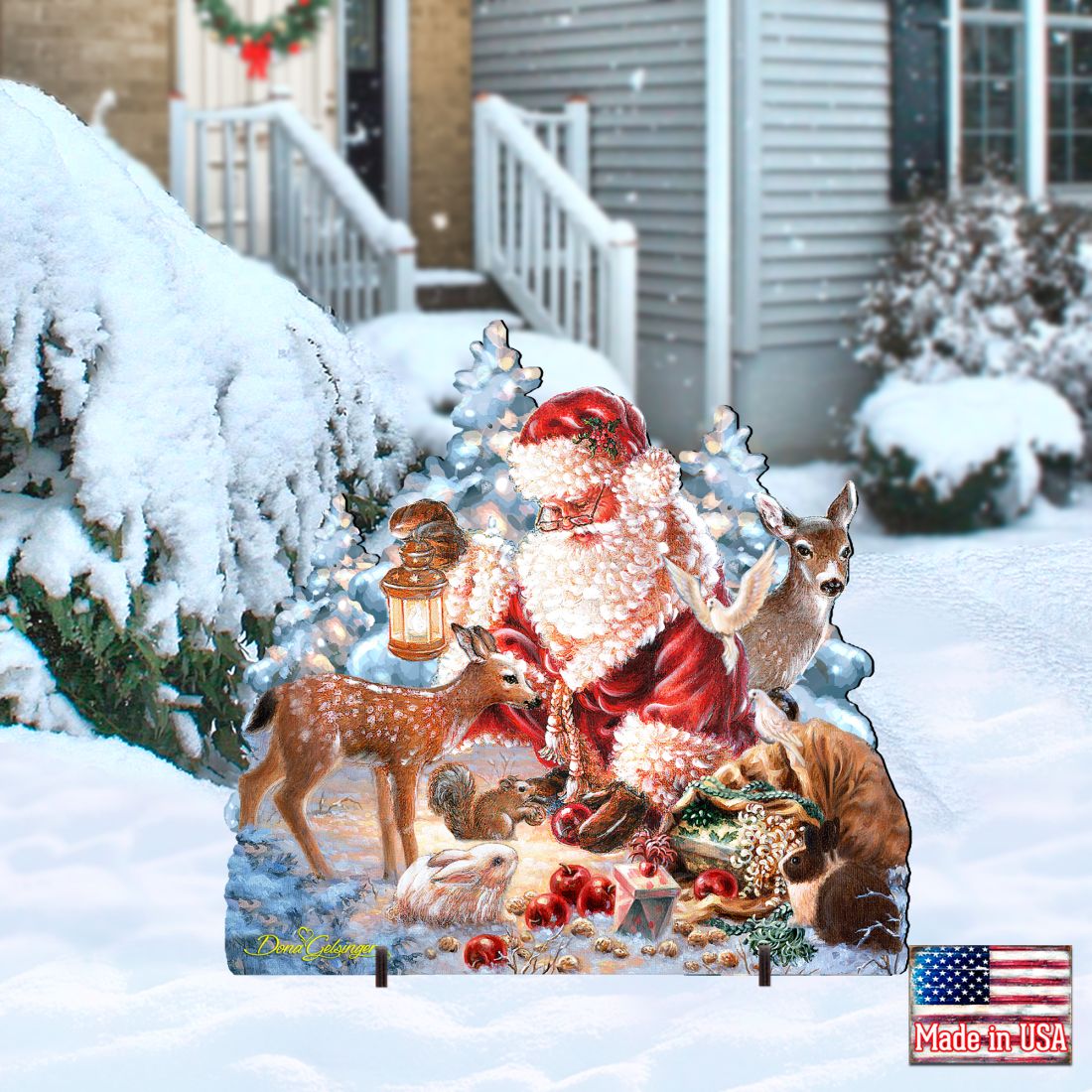 Abundance of Joy Christmas Outdoor Scene by D Gelsinger featuring Santa and Snowman - Christmas Decor 8461044F-0104 G.DeBrekht