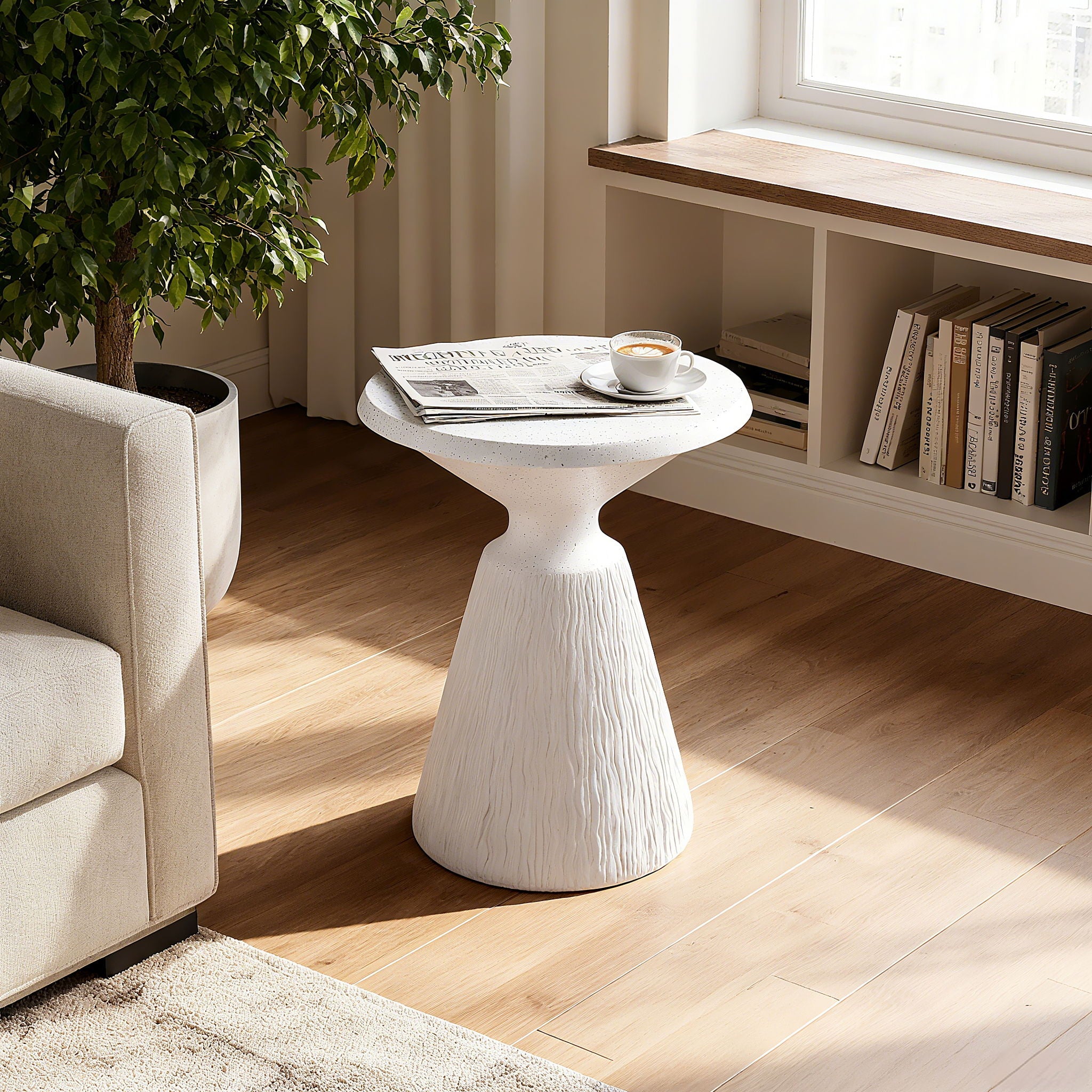 Outdoor End Table, Round Garden Stool - Aqua Gray Unique Piece Furniture