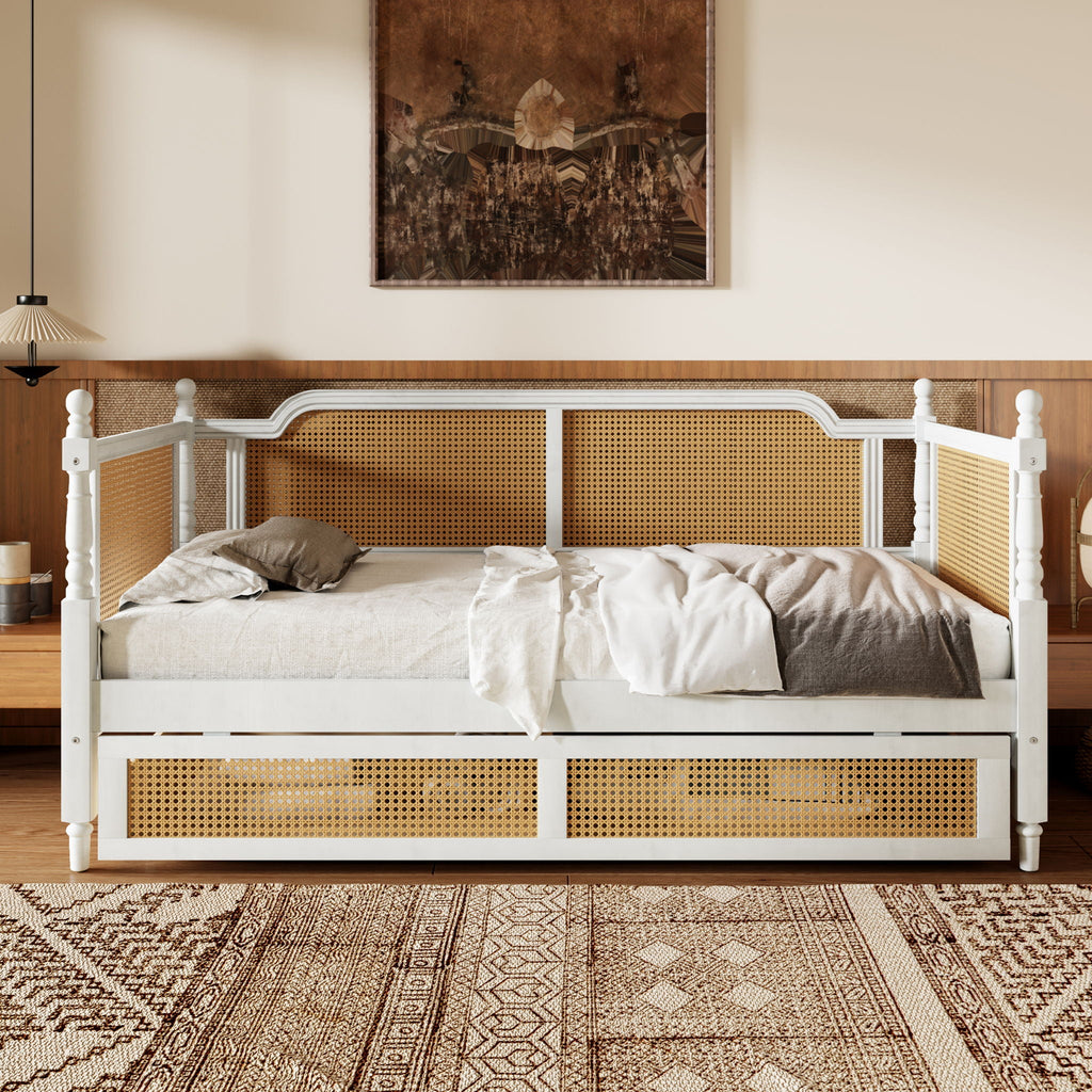 Traditional Style Rattan Daybed, No Box Spring Needed Unique Piece Furniture