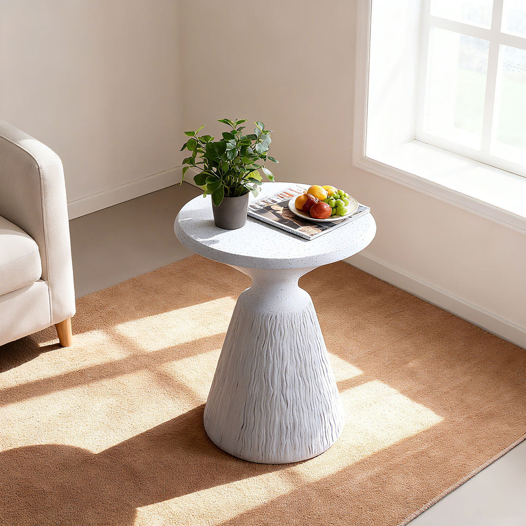 Outdoor End Table, Round Garden Stool - Aqua Gray Unique Piece Furniture