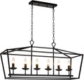 6-Light Black Linear Candle Chandelier Farmhouse Decor