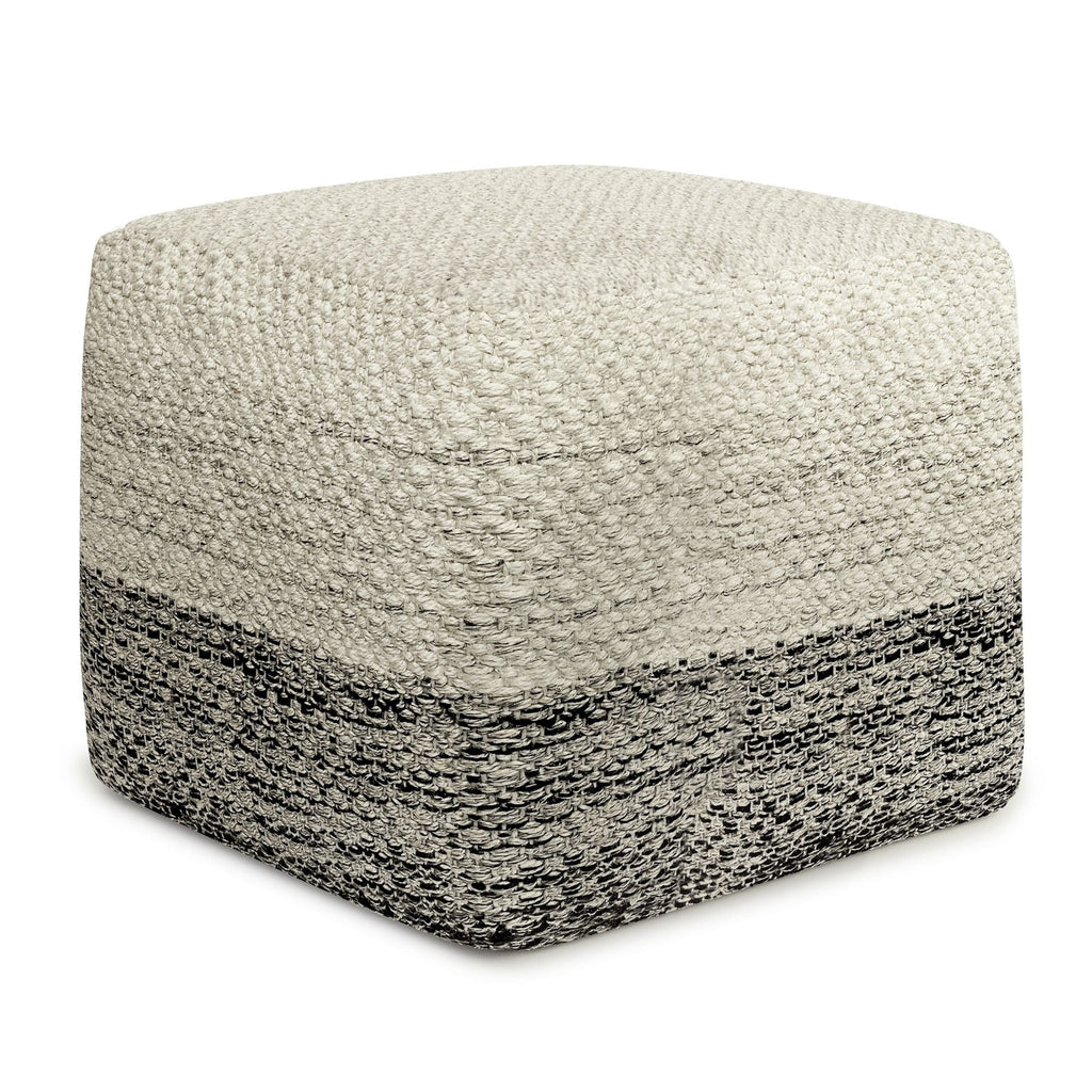 Macie - Square Woven Outdoor / Indoor Pouf - Gray / White Unique Piece Furniture