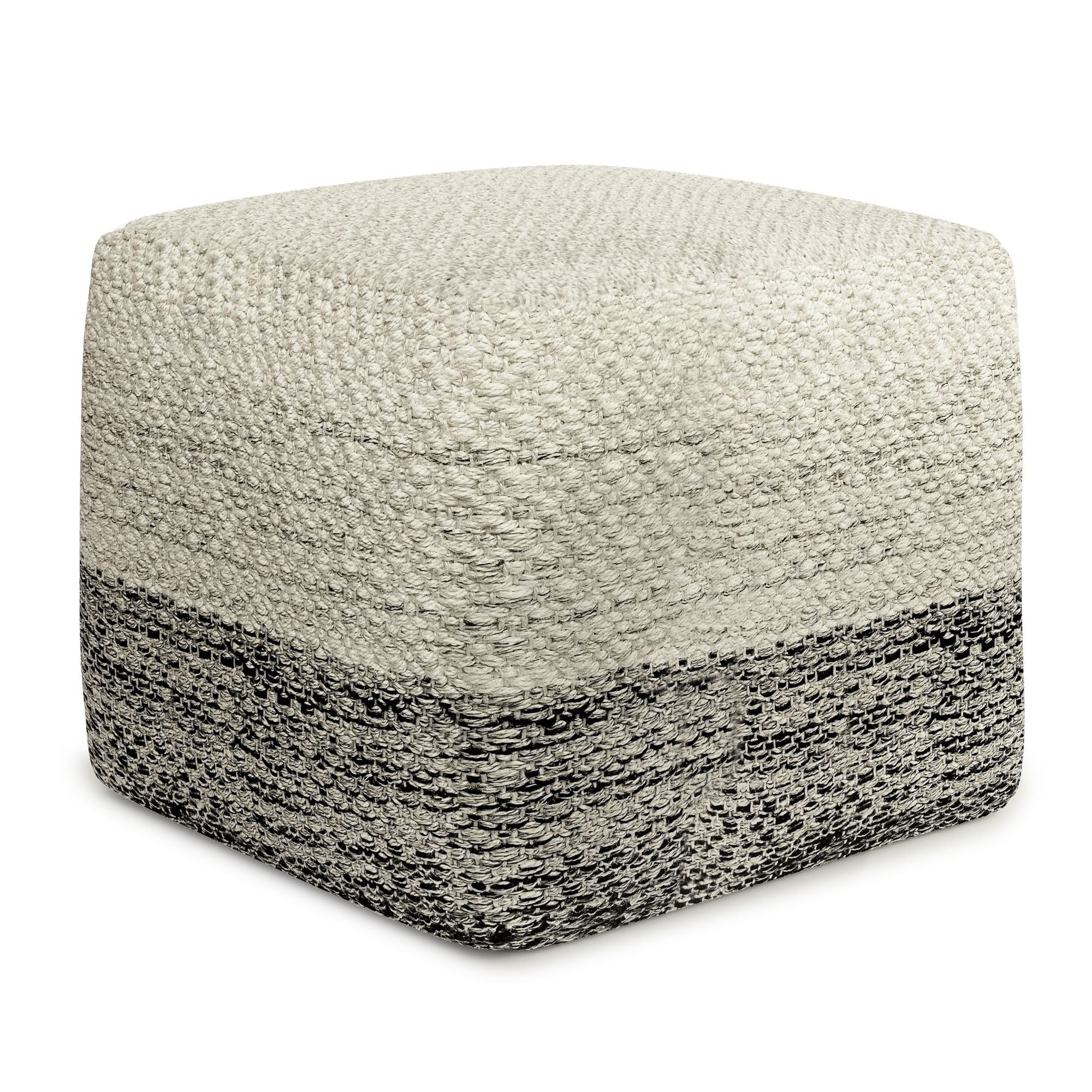 Macie - Square Woven Outdoor / Indoor Pouf - Gray / White Unique Piece Furniture