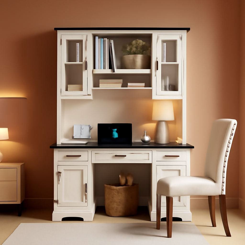 Farmhouse 76 Inch White Industrial Grade Desk Hutch ShipItFurniture