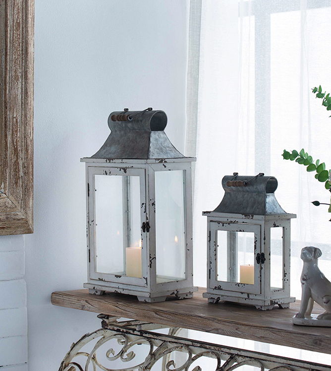 Wooden Candle Lantern Decorative, Hurricane Lantern Holder Decor For Indoor Outdoor, Home Garden Wedding - White Unique Piece Furniture