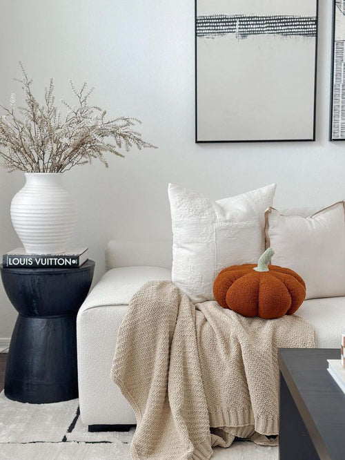 11” Jumbo Sherpa Orange Pumpkin Pillow Busa Designs