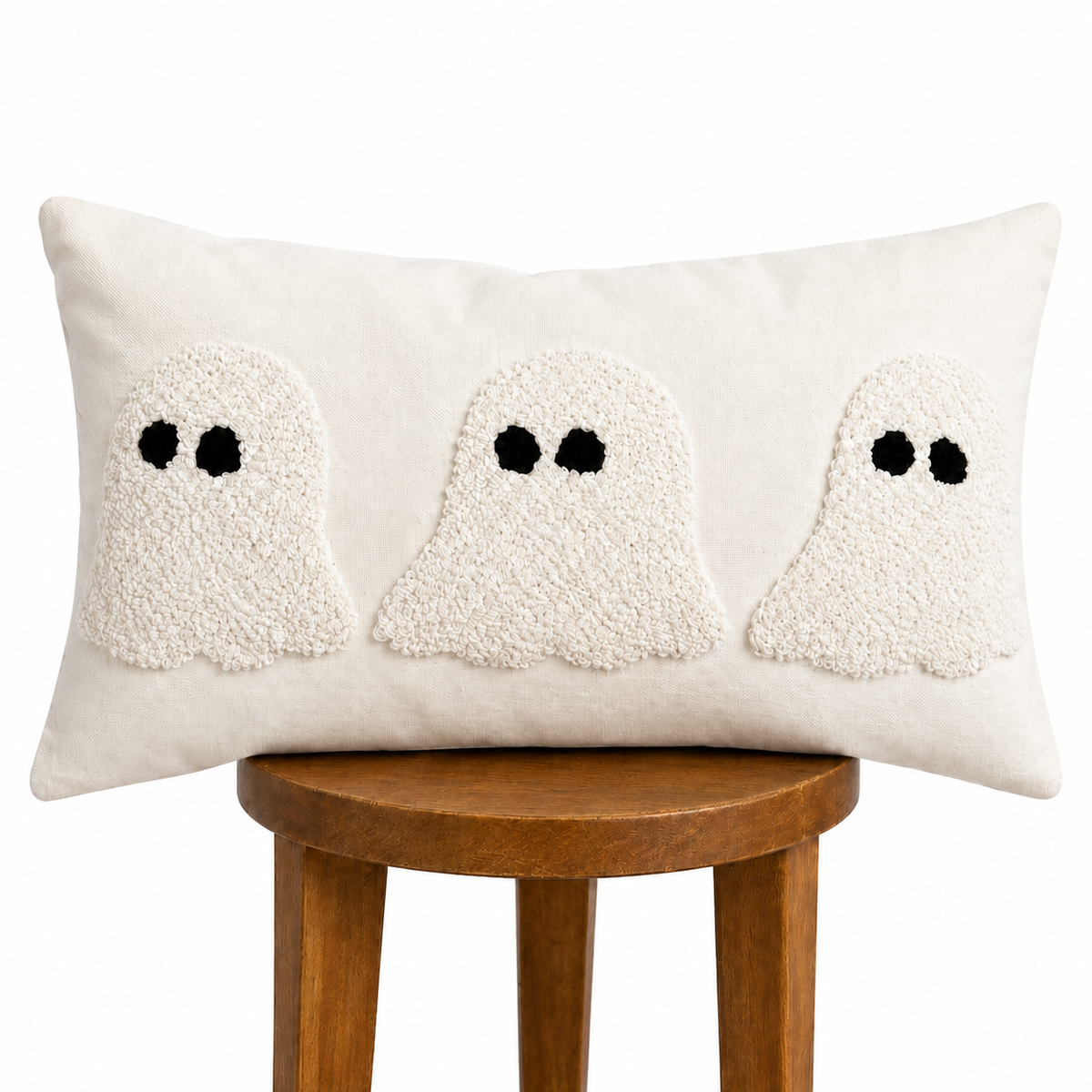 Ivory Tufted Ghost Lumbar Pillow Cover Busa Designs