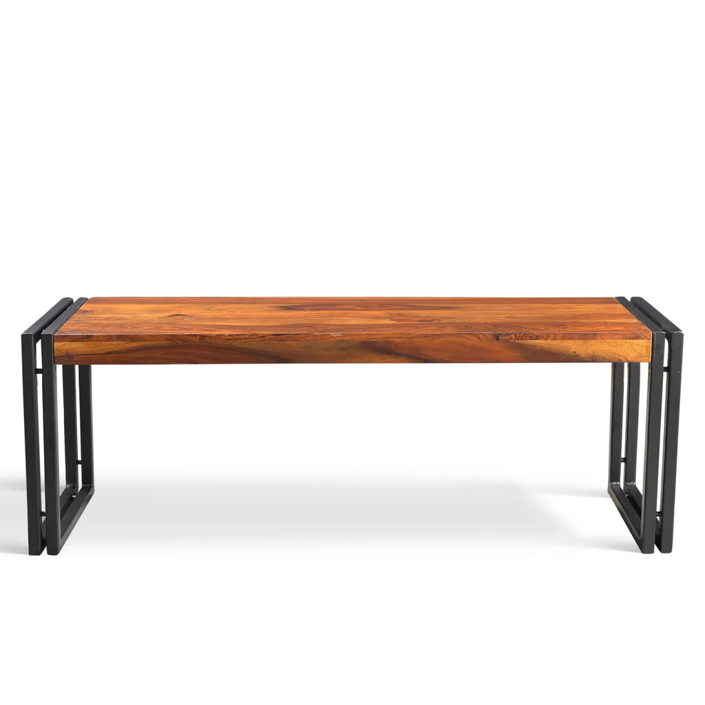 Solid Sheesham Bench with Metal legs Timbergirl