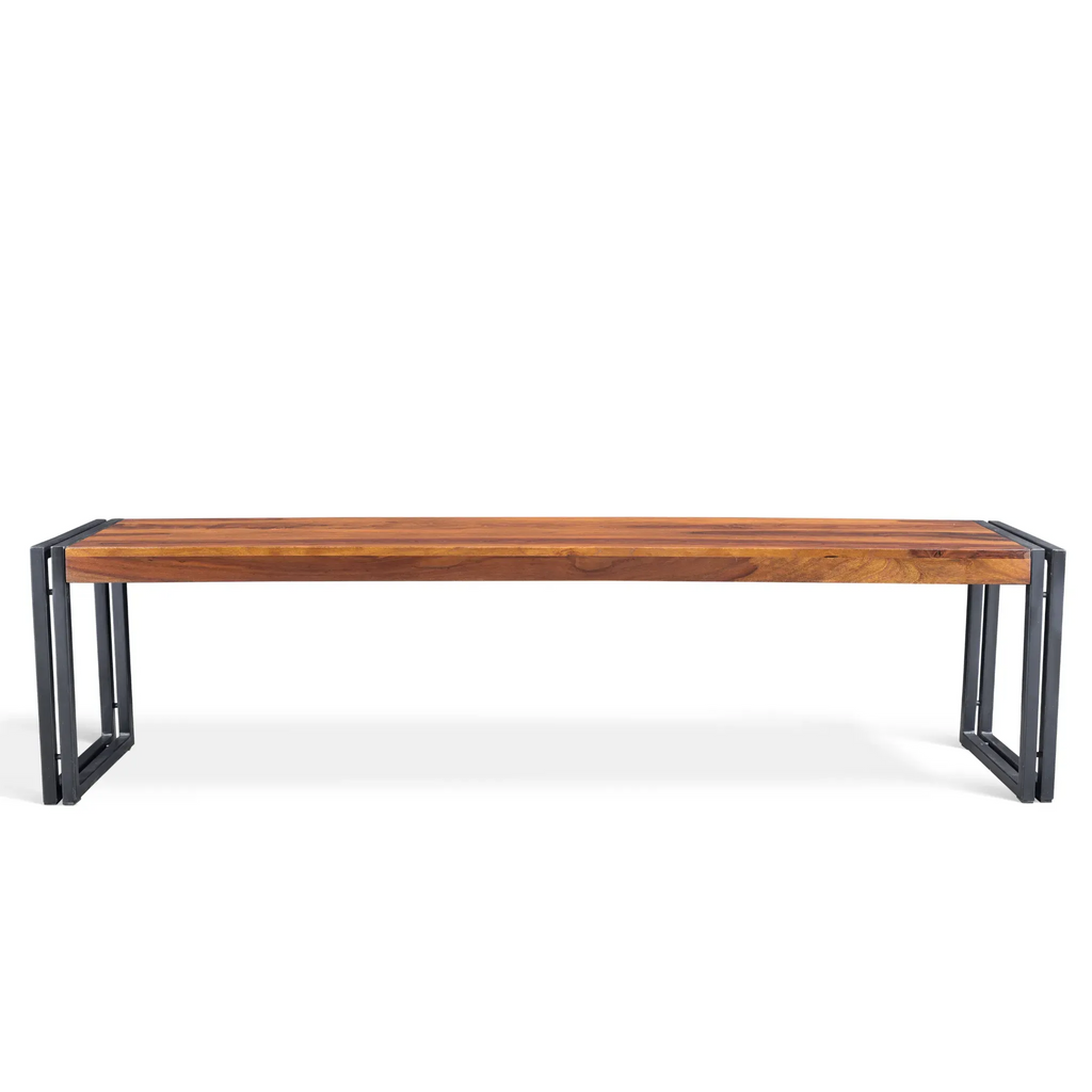 Solid Sheesham Bench with Metal legs Timbergirl