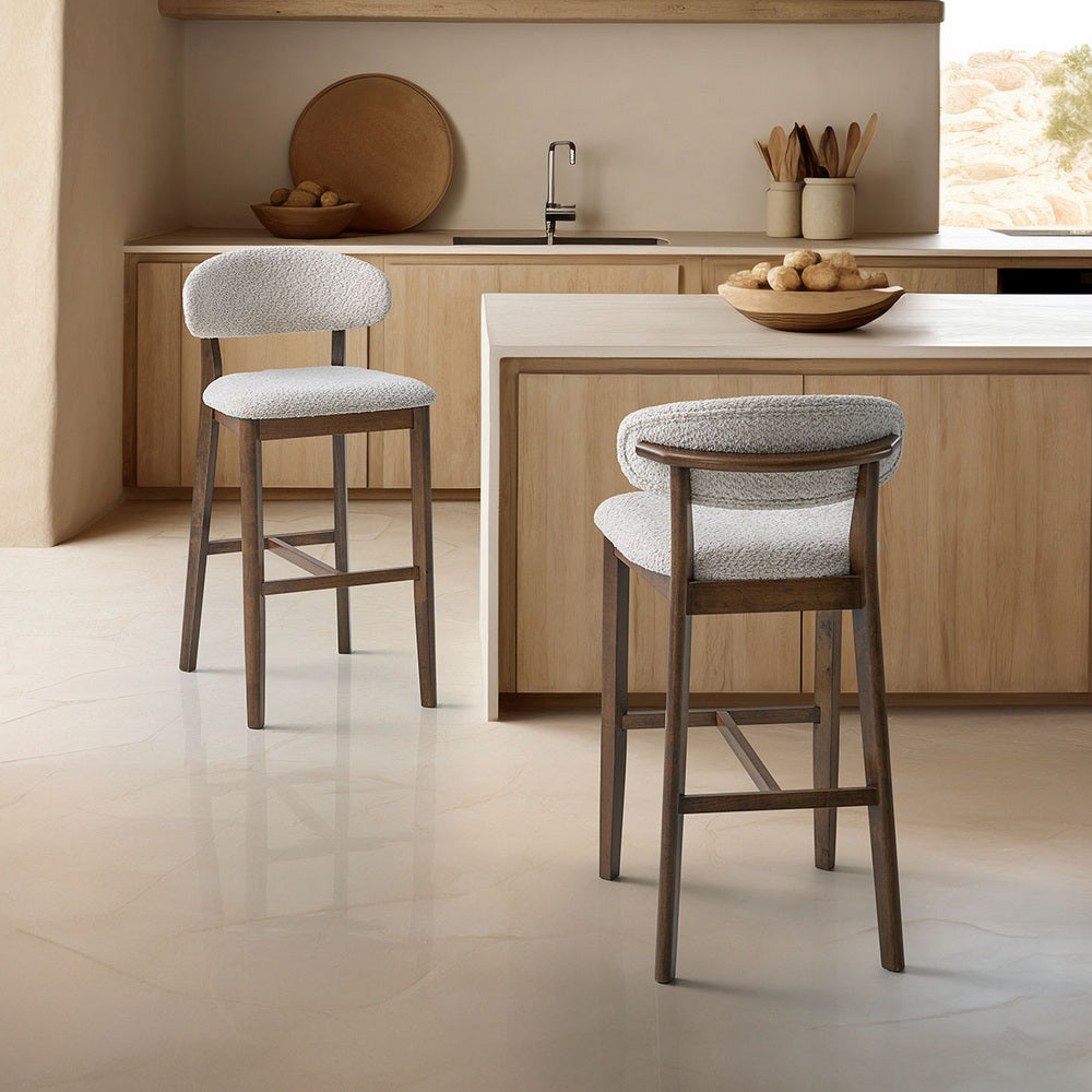 ACTU Bar Stools Set of 2, 30” Upholstered Bar Height Stools, Solid Wood, Mid-Century Modern ACTU FURNITURE