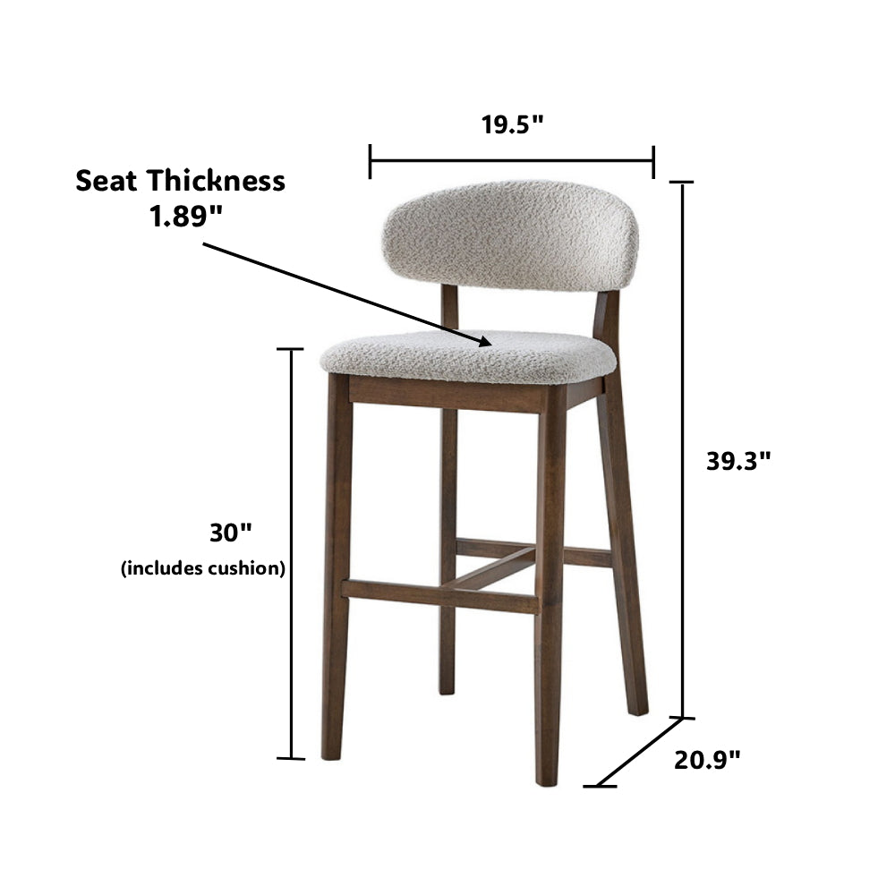 ACTU Bar Stools Set of 2, 30” Upholstered Bar Height Stools, Solid Wood, Mid-Century Modern ACTU FURNITURE
