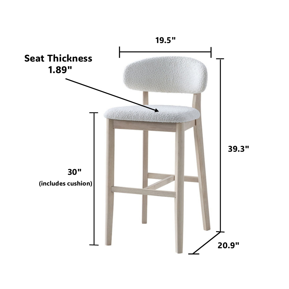 ACTU Bar Stools Set of 2, 30” Upholstered Bar Height Stools, Solid Wood, Mid-Century Modern ACTU FURNITURE