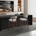 ACTU Bar Stools Set of 2, 30” Upholstered Bar Height Stools, Solid Wood, Mid-Century Modern ACTU FURNITURE