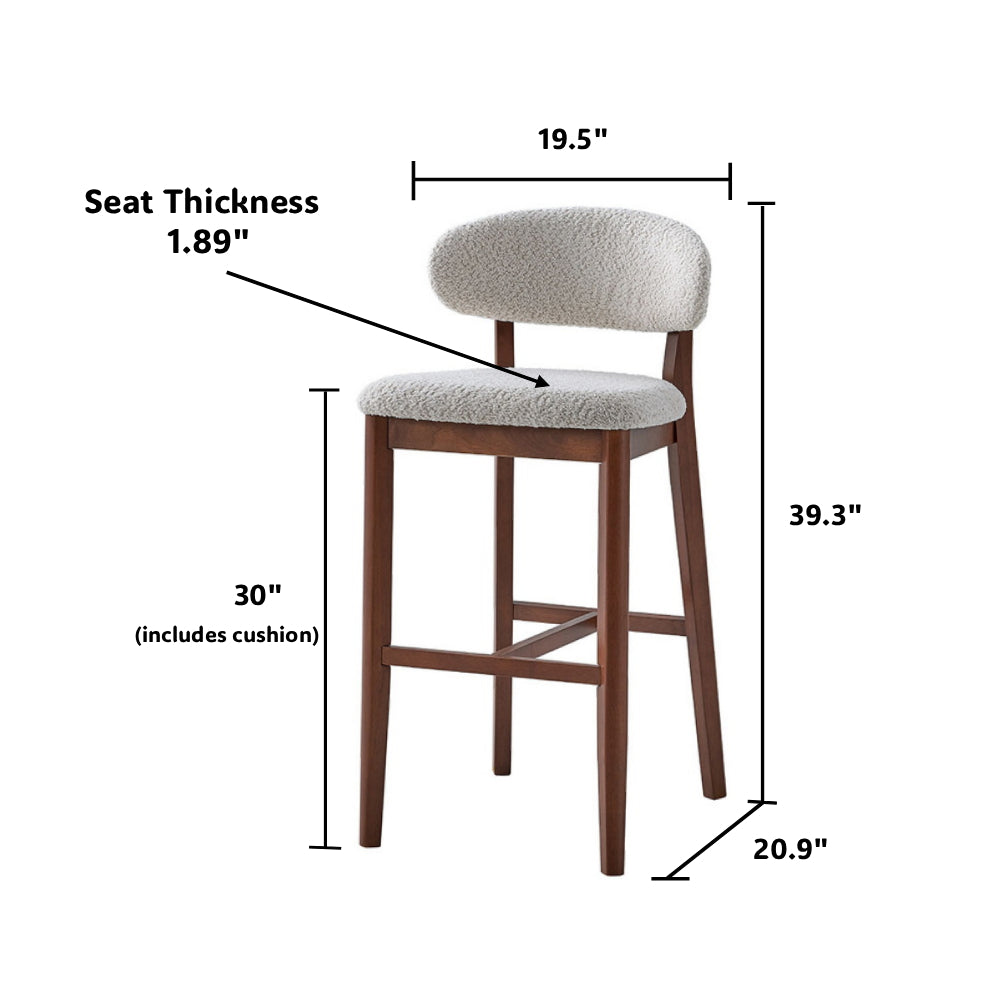 ACTU Bar Stools Set of 2, 30” Upholstered Bar Height Stools, Solid Wood, Mid-Century Modern ACTU FURNITURE