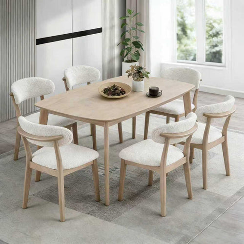 ACTU Scandinavian Dining Table Set with Upholstered Chairs for Small Spaces (Seats 4–6) ACTU FURNITURE