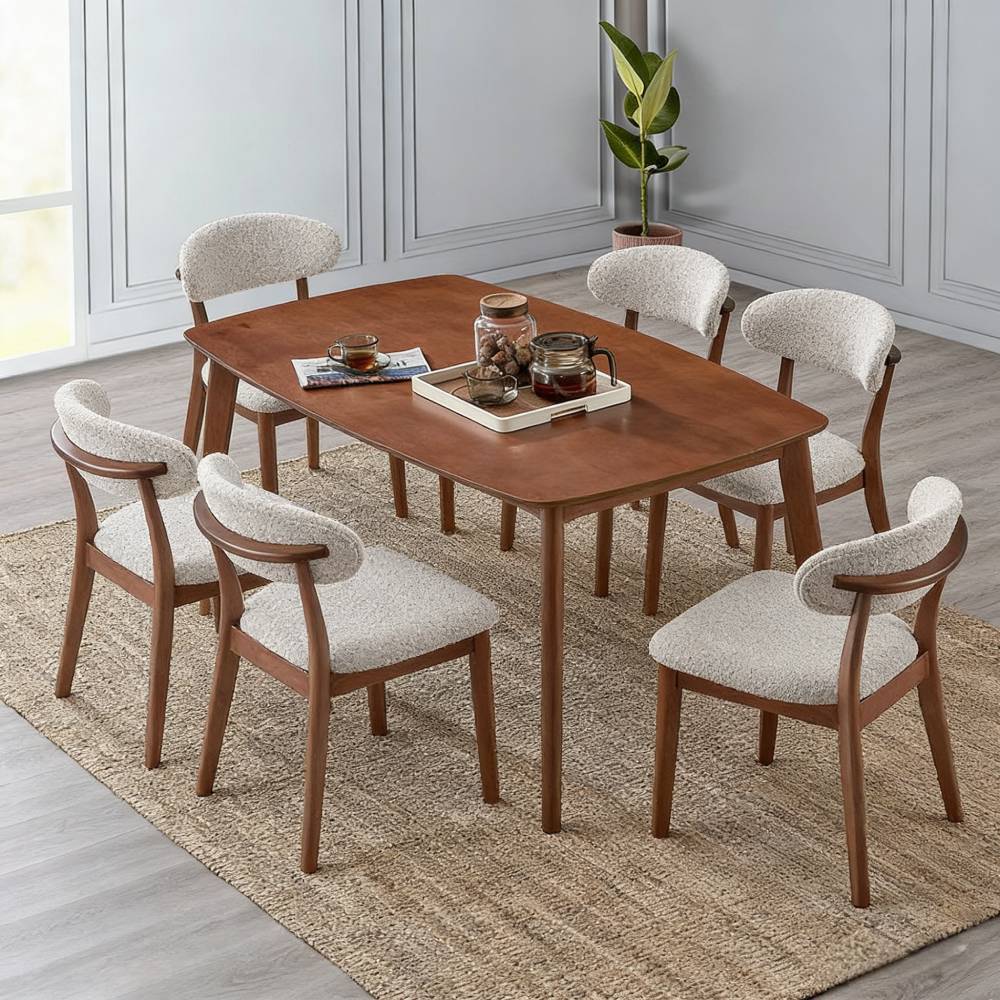 ACTU Scandinavian Dining Table Set with Upholstered Chairs for Small Spaces (Seats 4–6) ACTU FURNITURE
