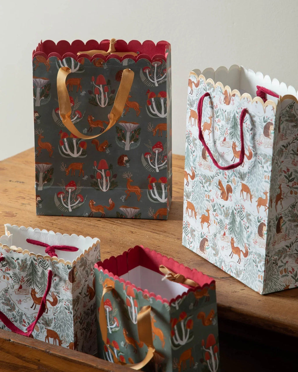 Woodland Flora & Fauna Gift Bags Rust & Cinder
