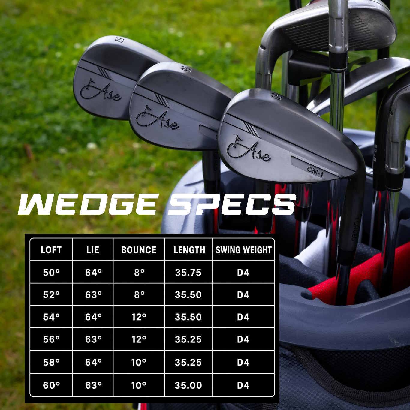 Ase BLACKOUT 3-Piece Wedge Set (52,56,60) Ase Golf