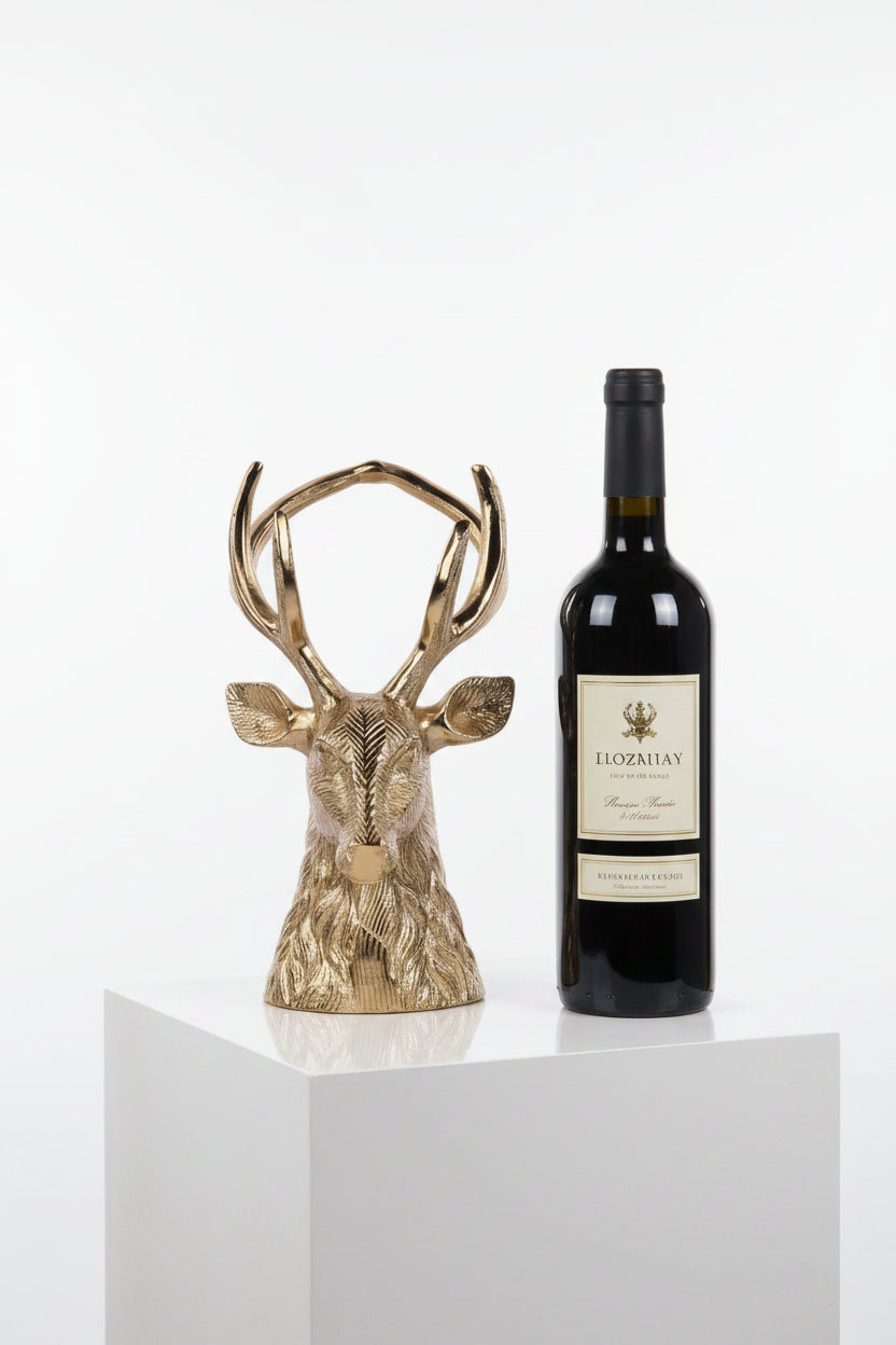 9"H Deer Head Wine Bottle Holder Thenestedfig