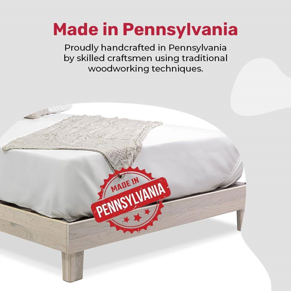 Queen size Solid Wood Heavy Duty Platform Bed Frame in Off-White - Made In USA HomePacific