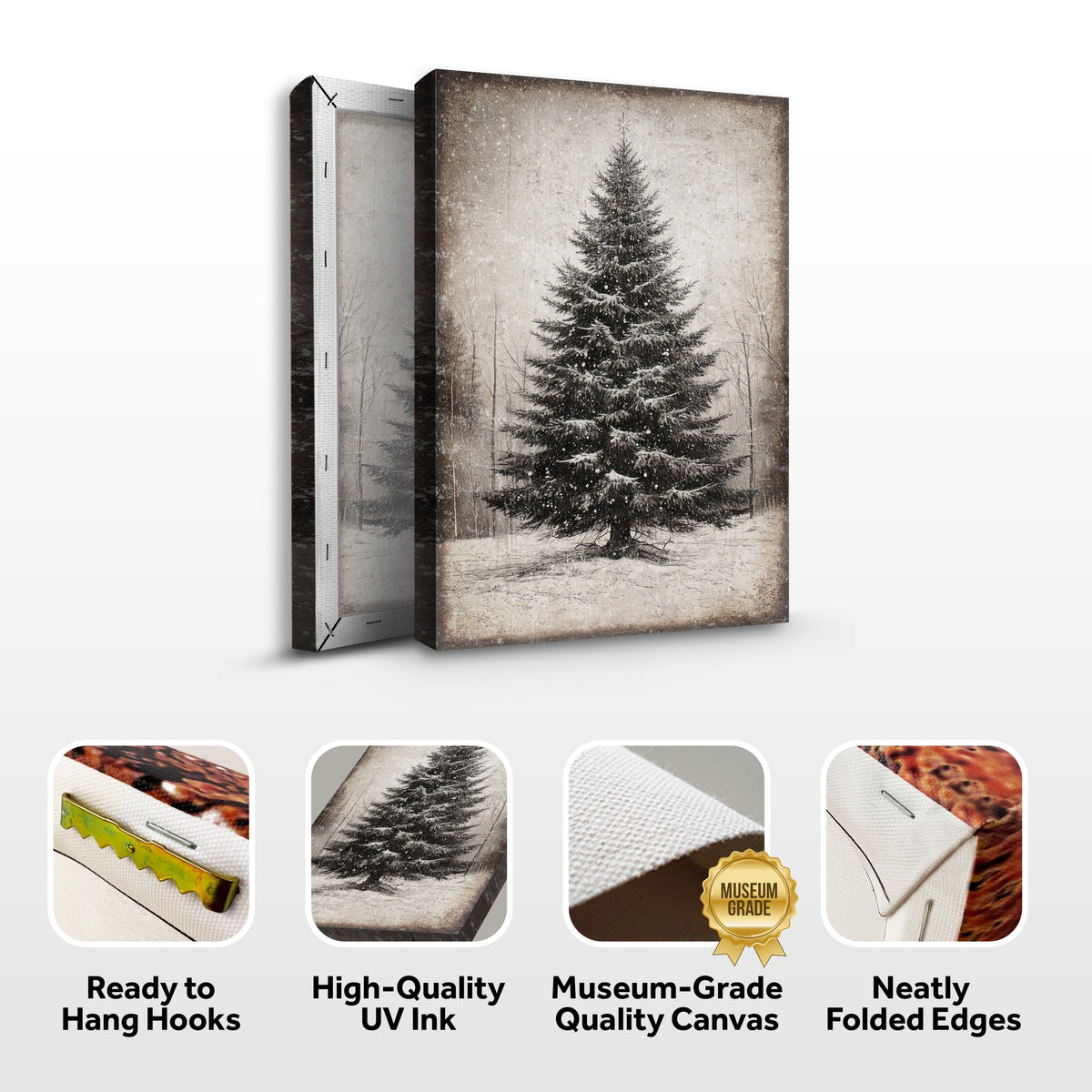 Vintage Christmas Tree Wall Art III Tailored Canvases