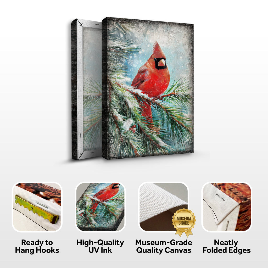 Vintage Cardinal Christmas Wall Art Tailored Canvases