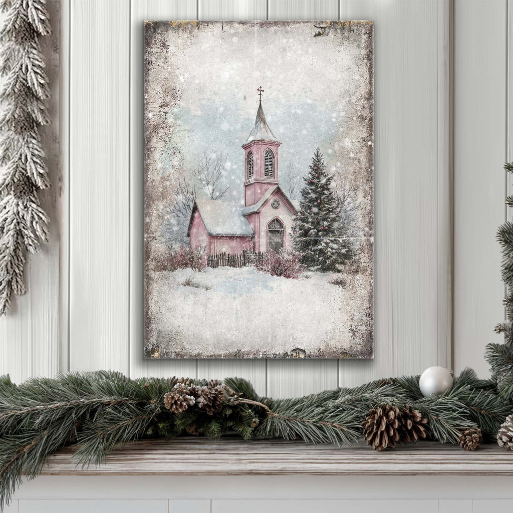 Vintage Church Christmas Wall Art Tailored Canvases