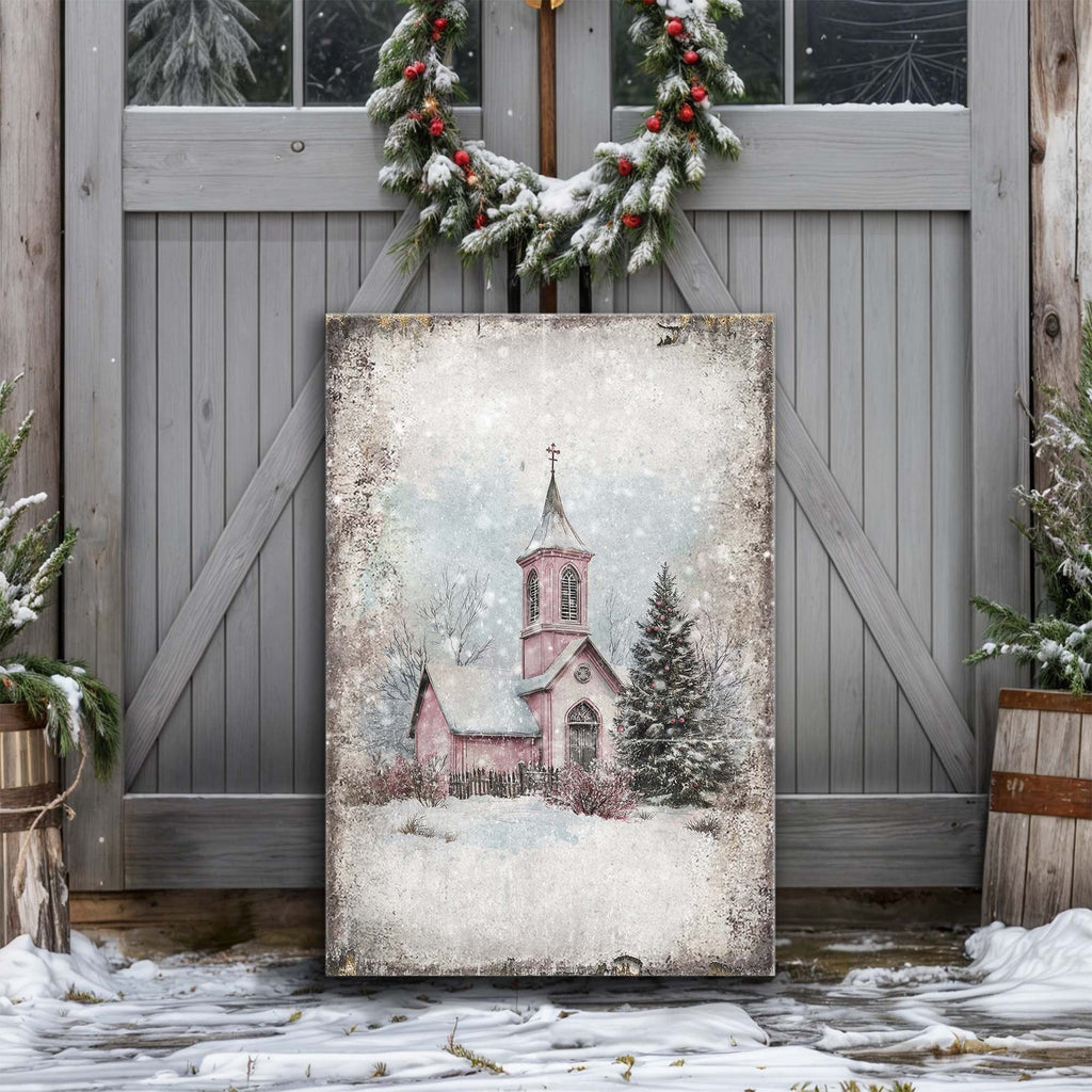 Vintage Church Christmas Wall Art Tailored Canvases