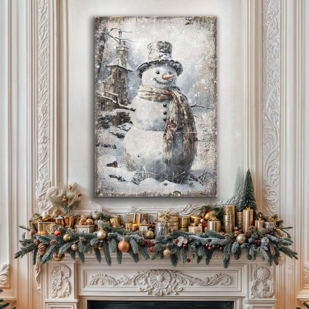 Vintage Snowman Christmas Wall Art II Tailored Canvases