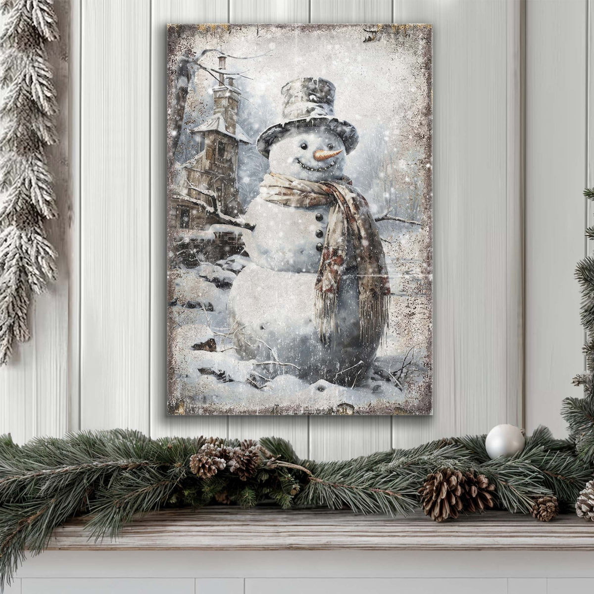 Vintage Snowman Christmas Wall Art II Tailored Canvases