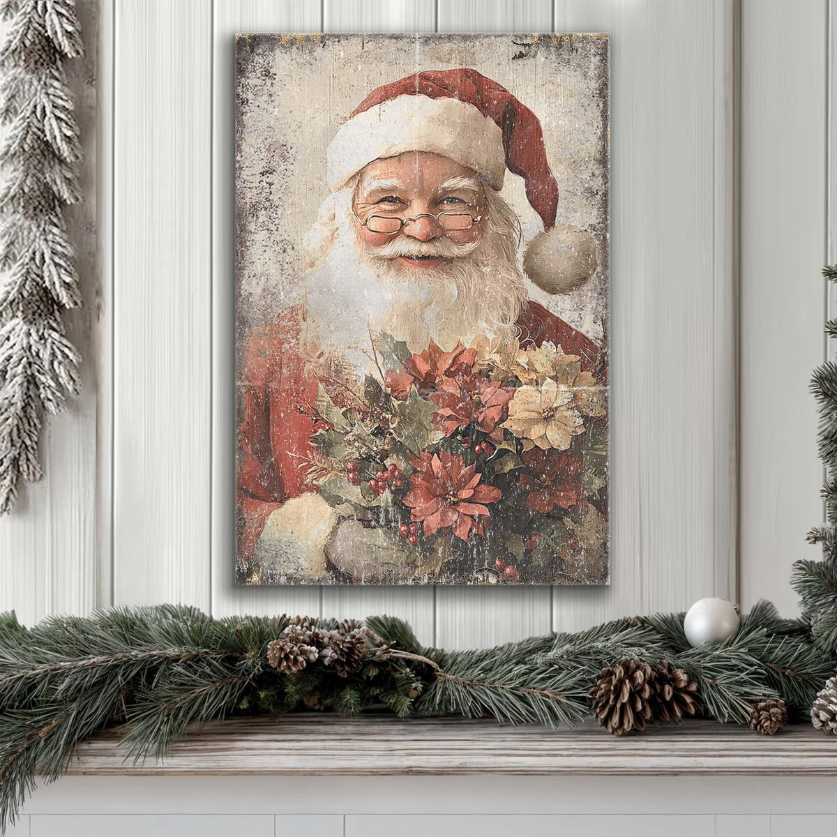 Vintage Christmas Santa Claus Wall Art Tailored Canvases