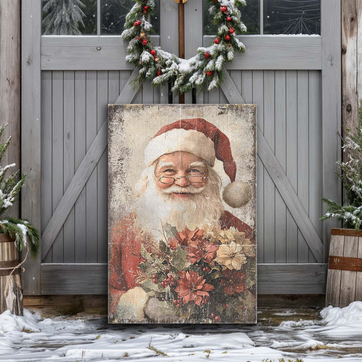 Vintage Christmas Santa Claus Wall Art Tailored Canvases