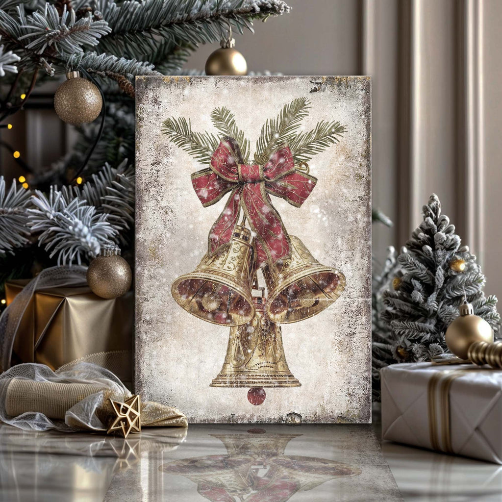 Vintage Christmas Bells Wall Art Tailored Canvases