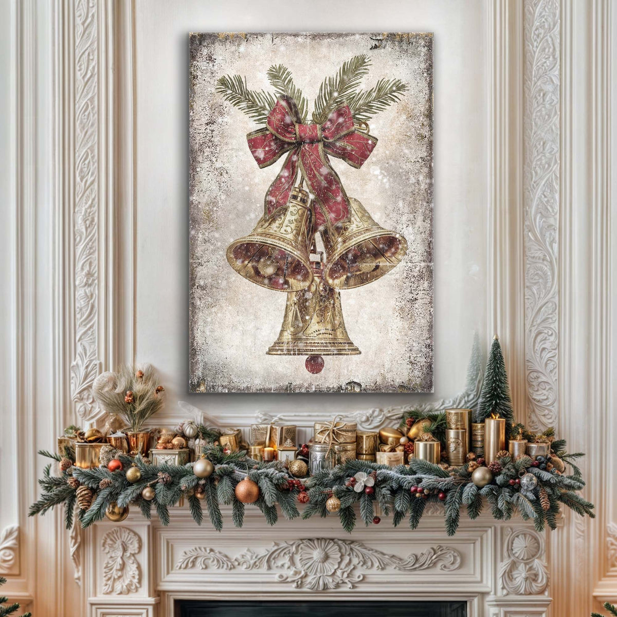 Vintage Christmas Bells Wall Art Tailored Canvases