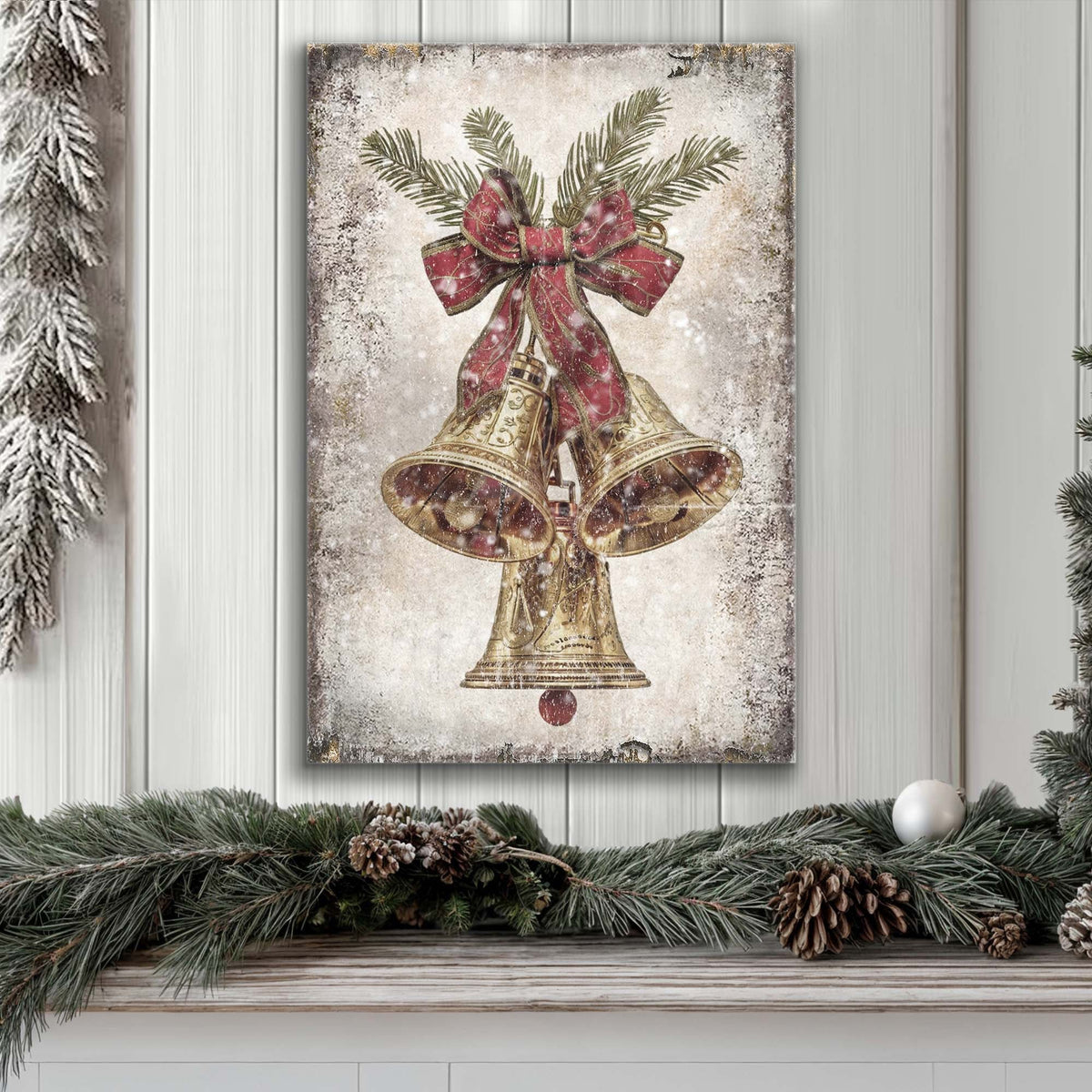 Vintage Christmas Bells Wall Art Tailored Canvases