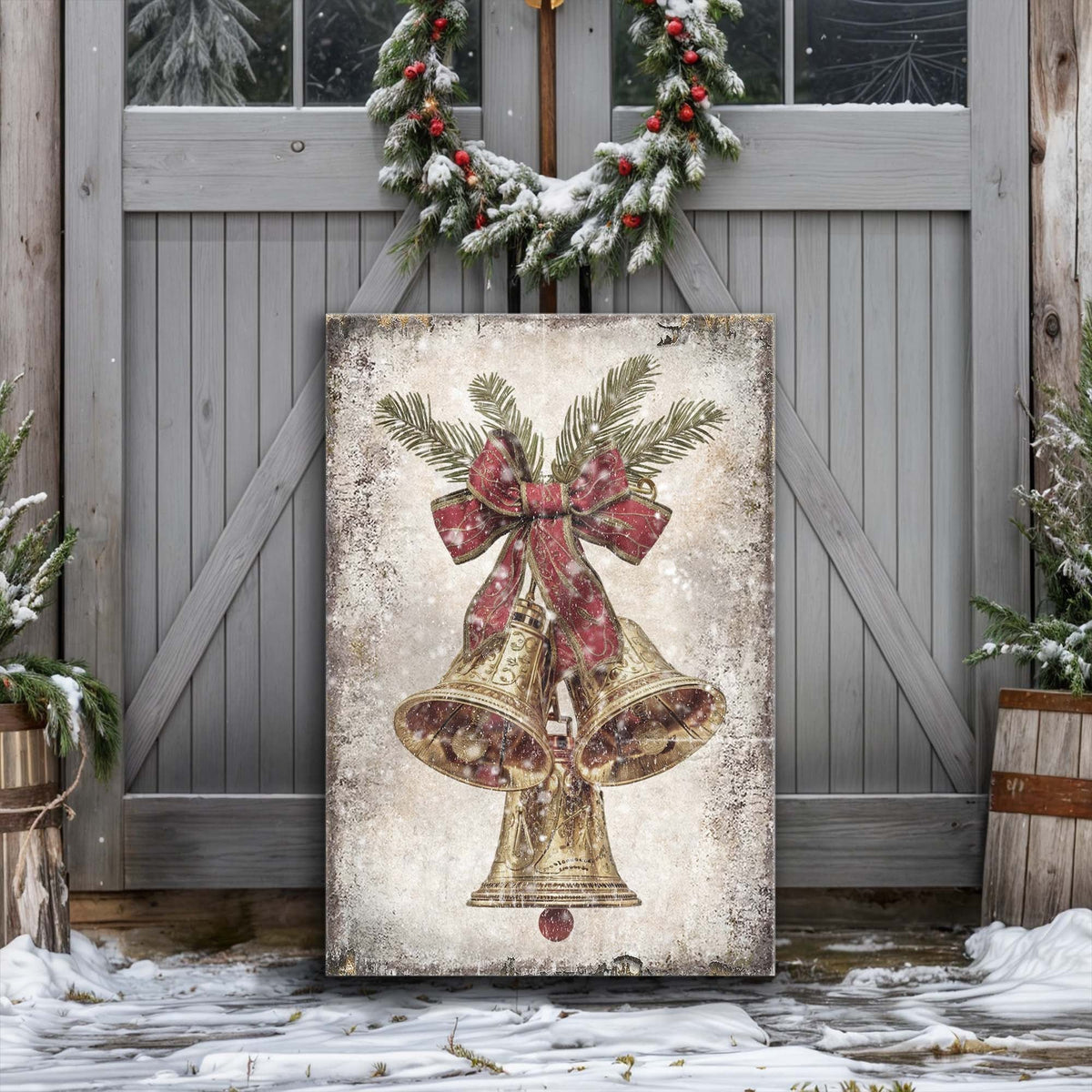 Vintage Christmas Bells Wall Art Tailored Canvases