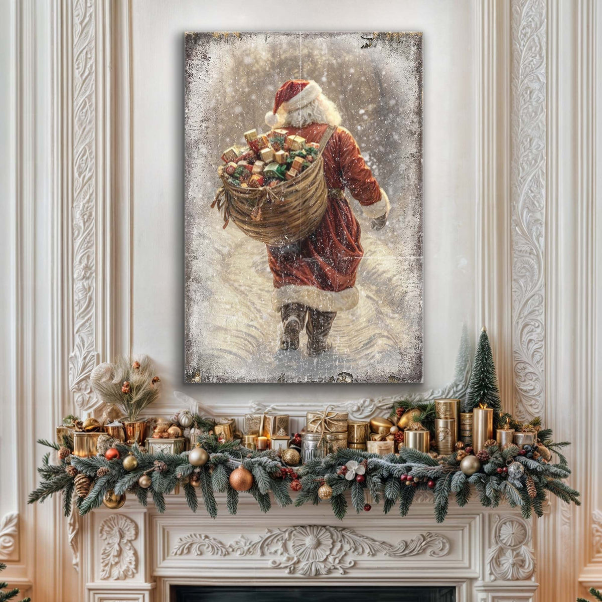 Vintage Christmas Santa Claus Wall Art II Tailored Canvases