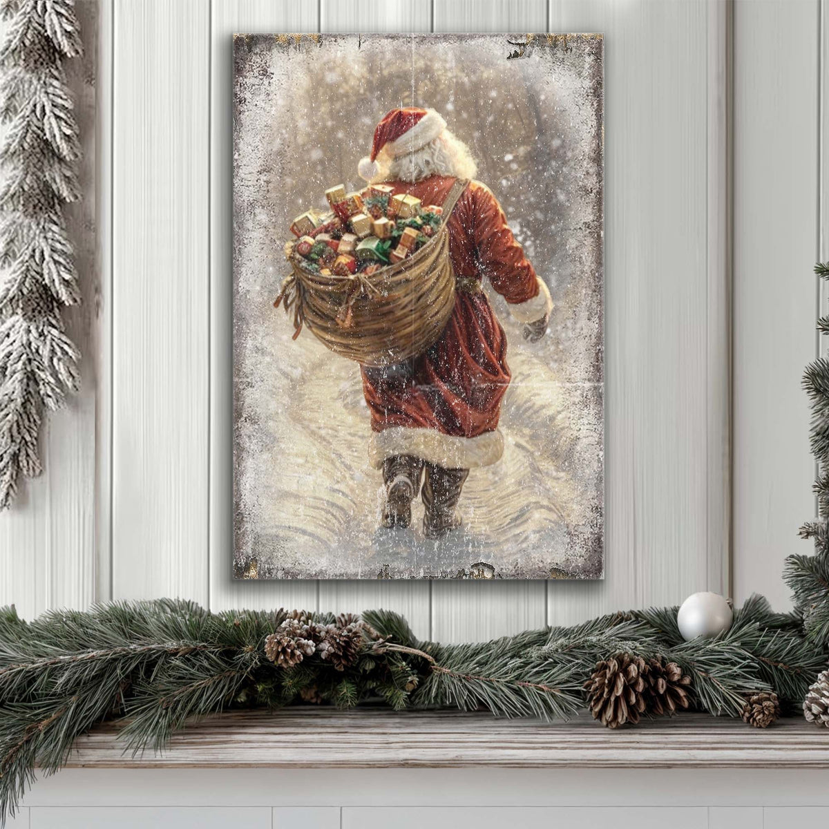 Vintage Christmas Santa Claus Wall Art II Tailored Canvases