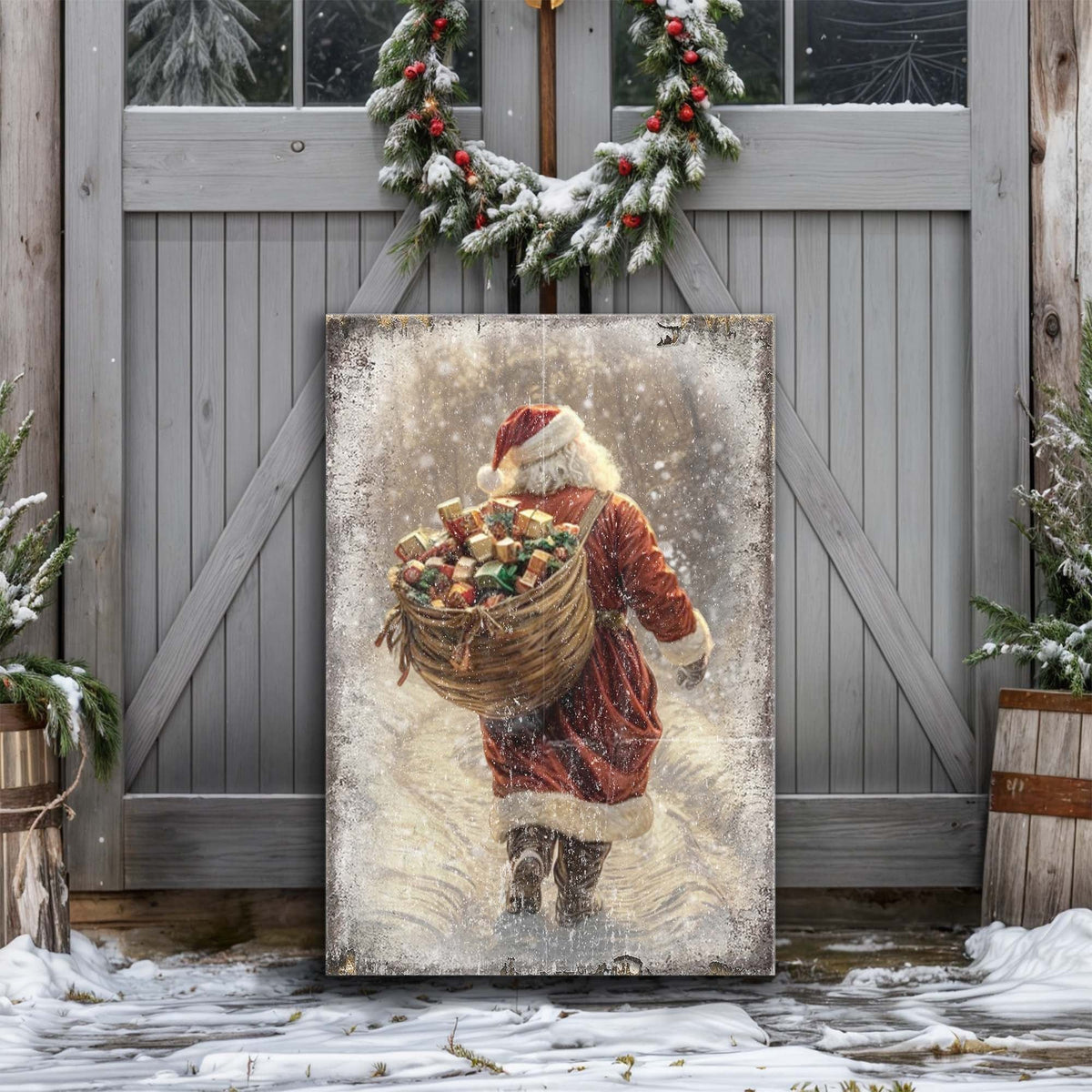 Vintage Christmas Santa Claus Wall Art II Tailored Canvases