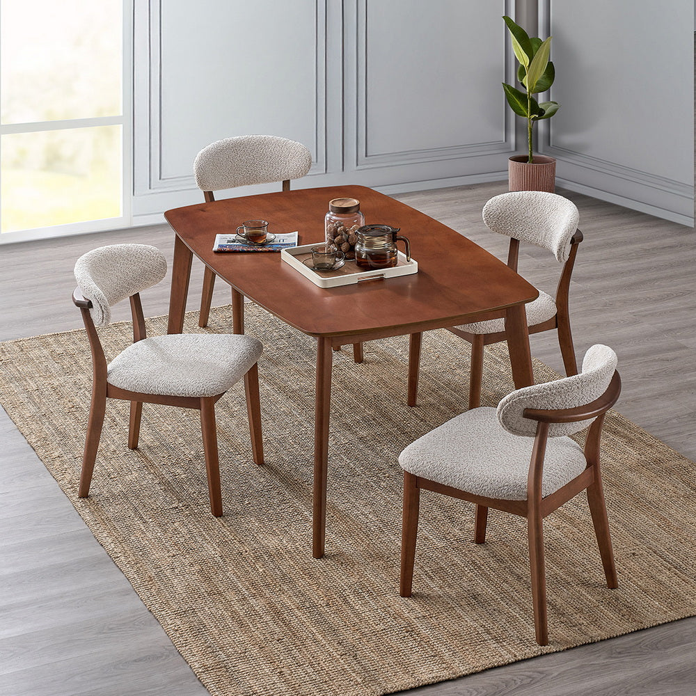 ACTU Scandinavian Dining Table Set with Upholstered Chairs for Small Spaces (Seats 4–6) ACTU FURNITURE