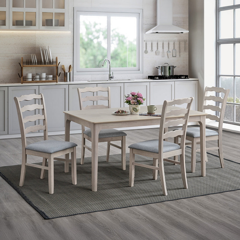 ACTU Farmhouse Dining Table Set with Upholstered Chairs for 4–6 ACTU FURNITURE